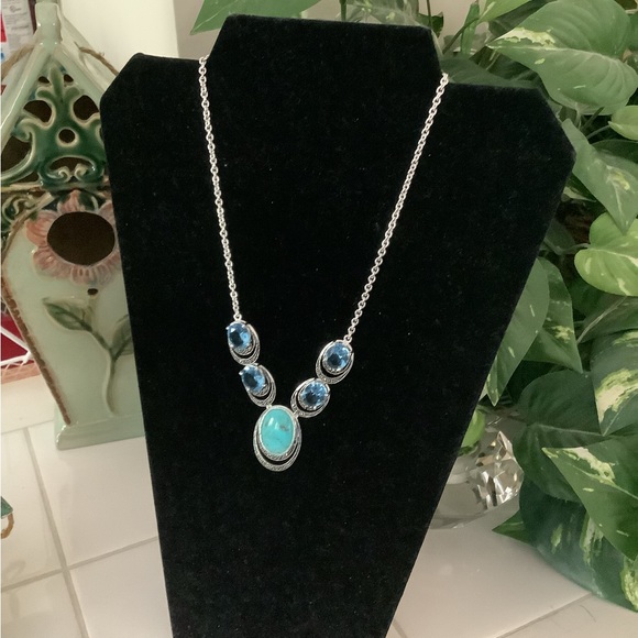 Fashion Jewelry Blue Stones Beautiful Necklace. - Picture 6 of 9